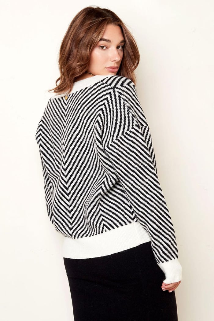 Cardigan en maille rayé noir et blanc Noir & White S/M h5Image6